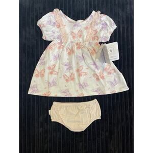 Burt's Bees Baby Organic 3-6M 2-Piece Short Sleeve Butterfly Dress & Bloomer